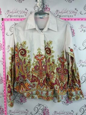 Too she she long sleeve White Paisley Button-Down Shirt - Multicolor Print